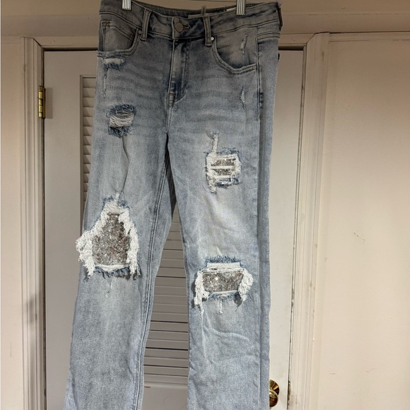 Casual Distressed Light Blue Boyfriend Jeans NWOT - Picture 3 of 4